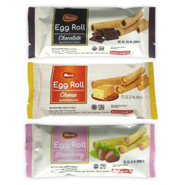 

Monde Egg Roll 35 gr - Monde EggRoll 35gr - Monde Egg Roll Stick Chocolate Strawberry Cheese 35 gram