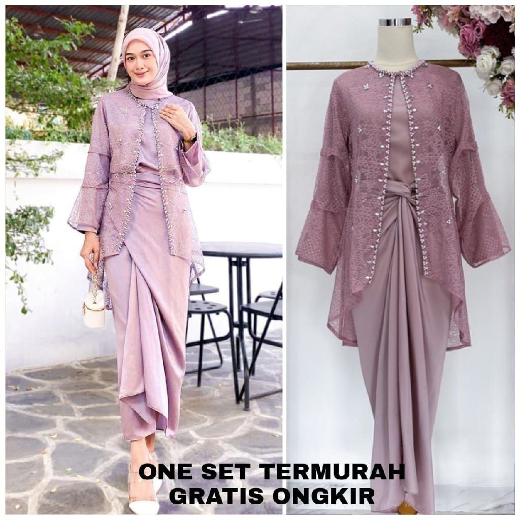 Oneset Clarisa - Outfit Kondangan - Outer Brokat Premium - Tunik Brukat Clarissa Series Tunik Wanita