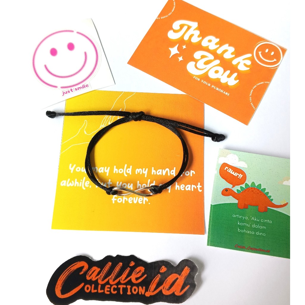 Gelang persahabatan/ Gelang infinity/ gelang bestie couple - Hitam, Tanpa Magnet