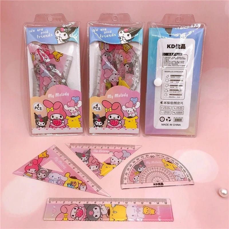 

4 Pcs Set Penggaris Sanrio Free Bag