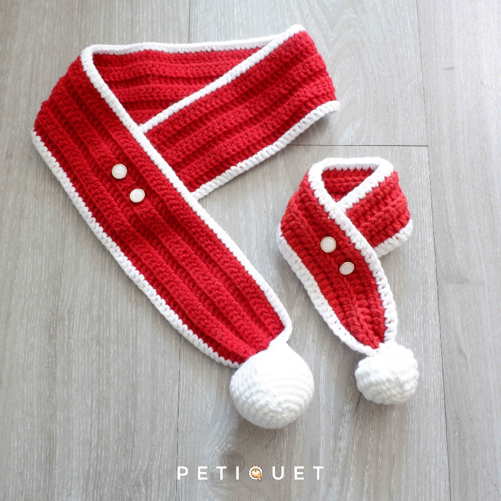 Knitted Christmas Scarf - Syal Natal Aksesoris Anjing Kucing PETIQUET