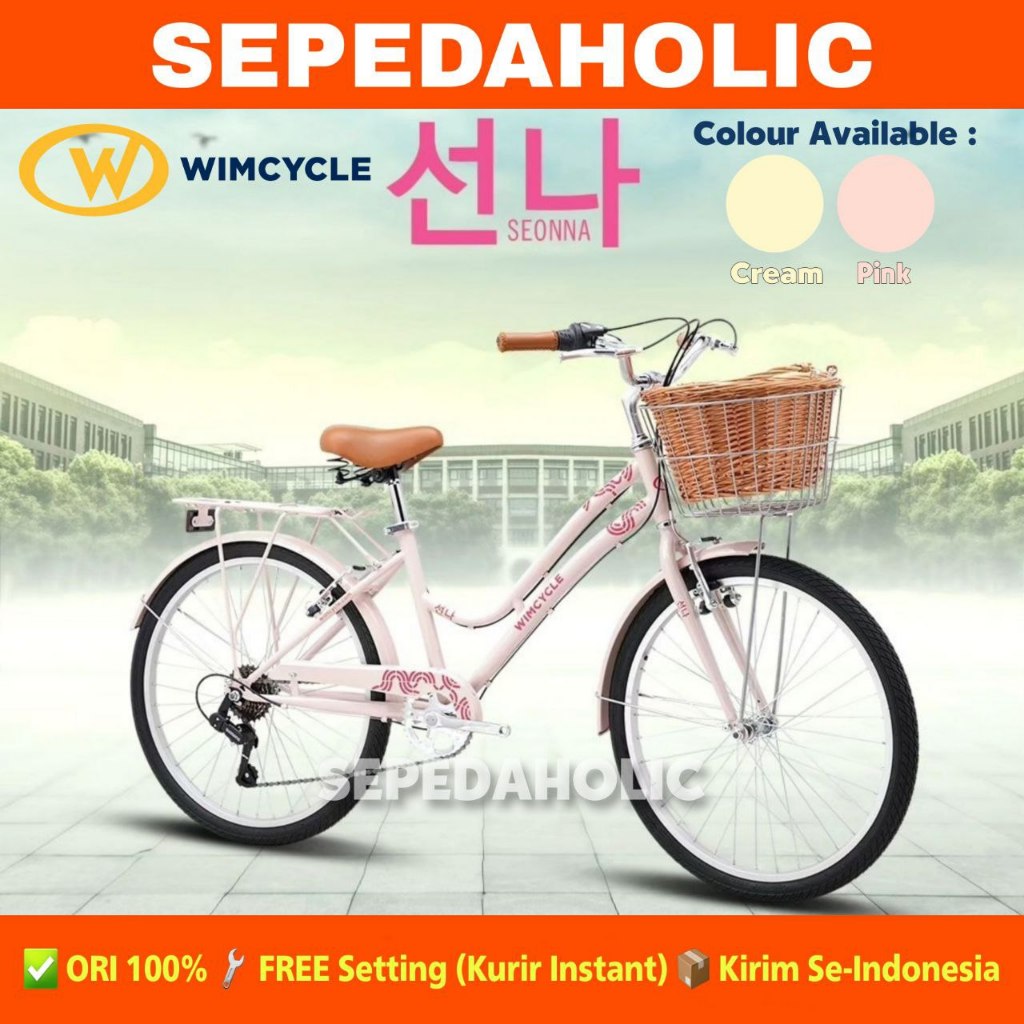 Sepeda City Bike WIMCYCLE SEONNA 24 Inch CTB Keranjang Dewasa