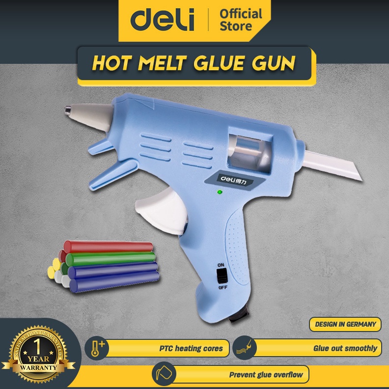 

12.12 ✨SALE✨ Deli Hot Melt Glue Gun/Lem Tembak 20W Warna Biru/Pink Gratis 10 Lem DL39002X /Alat Perkakas gas !!