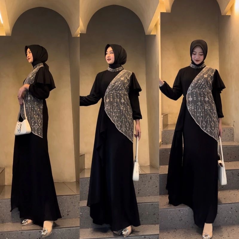 Insha Dress Full Puring Busana Wanita Muslimah Modern