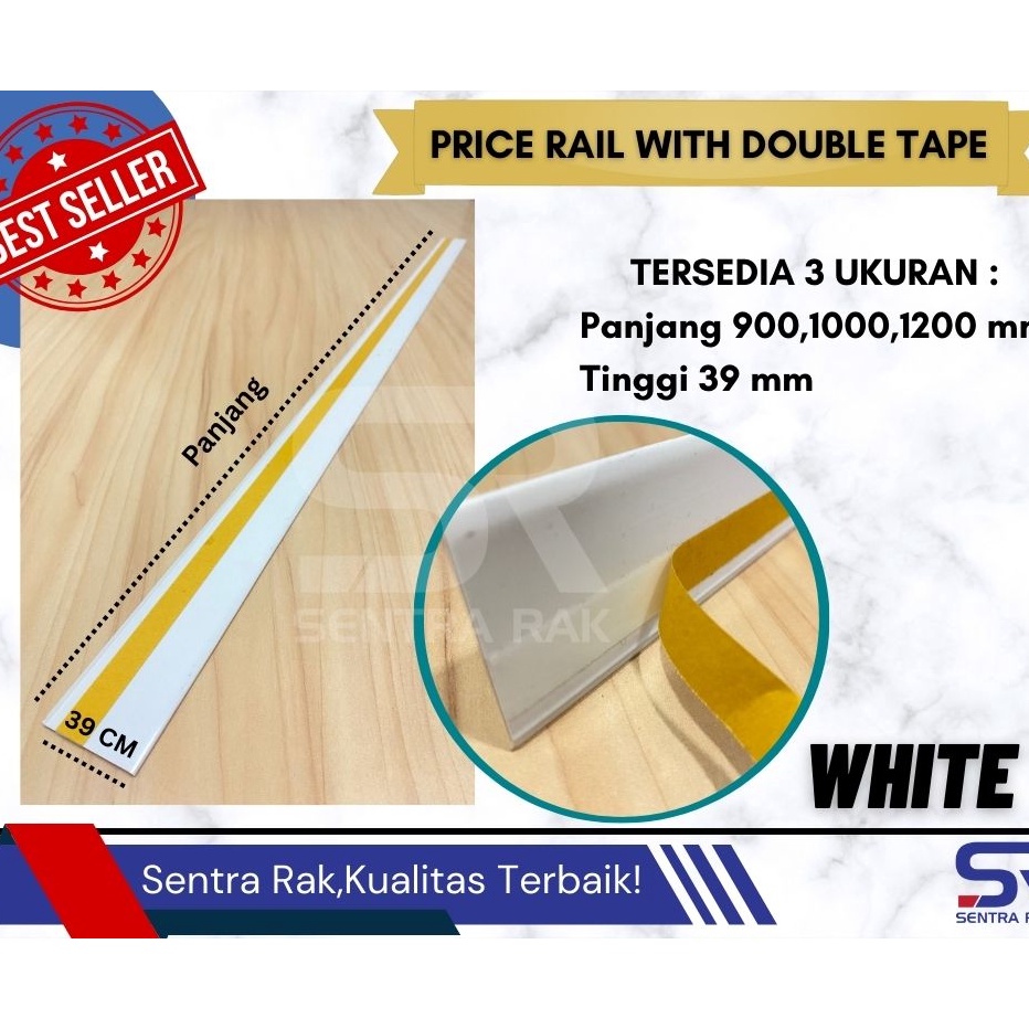 

Seller Price Rail / Lis Harga / Price Card Double Tape- Uk 120 cm Putih Susu