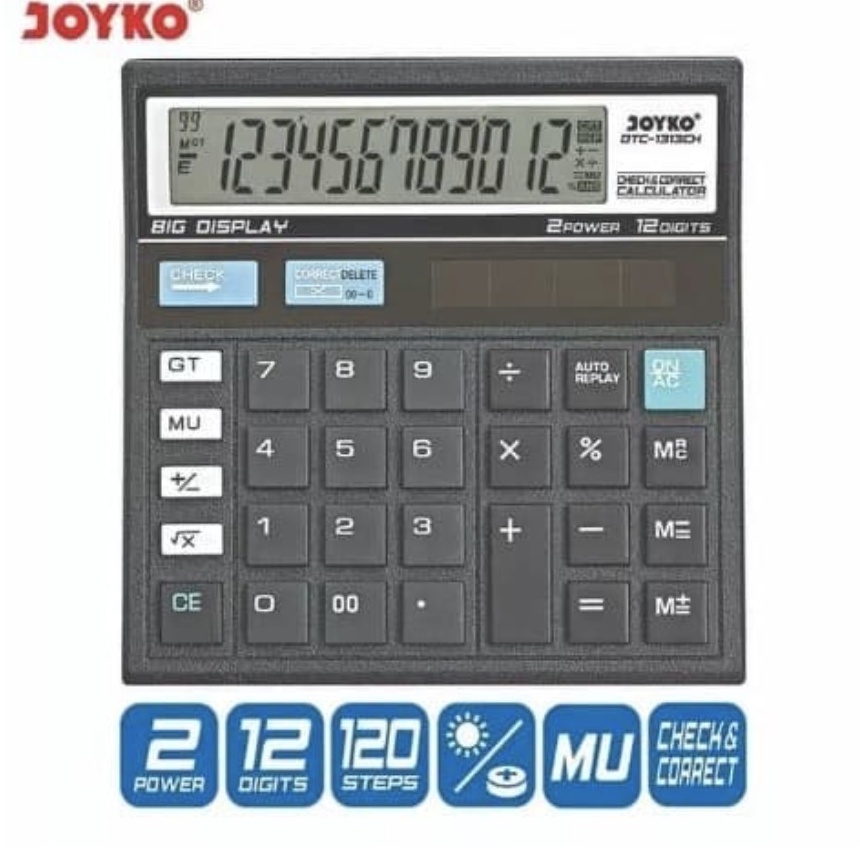 

Terlaku. CALCULATOR JOYKO DTC 1313CH / KALKULATOR 12 DIGITS