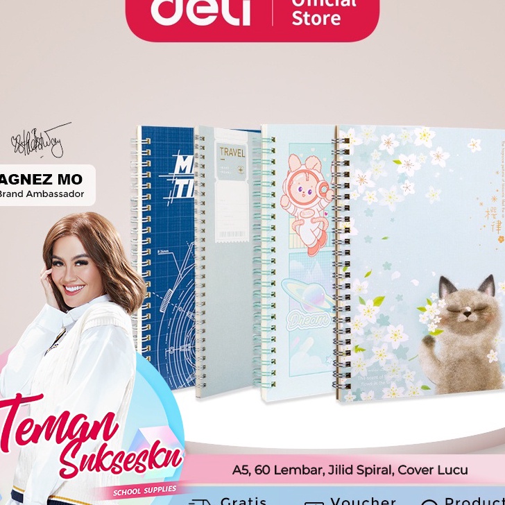 

Seller Deli Buku teks dengan ujung bentuk Spiral A5 60 halaman 4 pola LA560