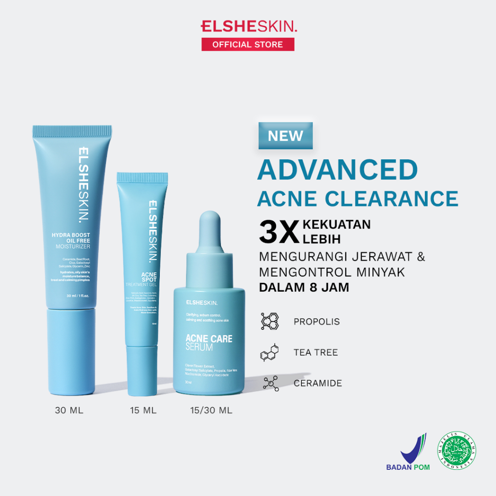 ElsheSkin Advanced Acne Clearance - 15/30ML - Propolis, Tea Tree, Ceramide (Triple Power Kurangi Jer