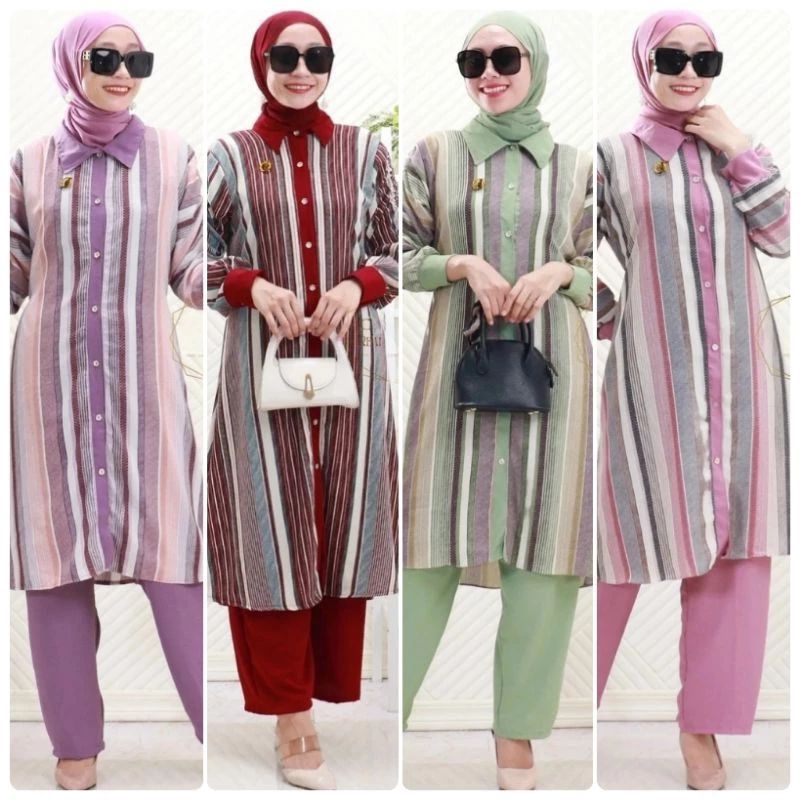 PROMO SETELAN CRINGKEL LONG TUNIIK / SETELAN LONG TUNIK MOTIF SALUR JUMBO