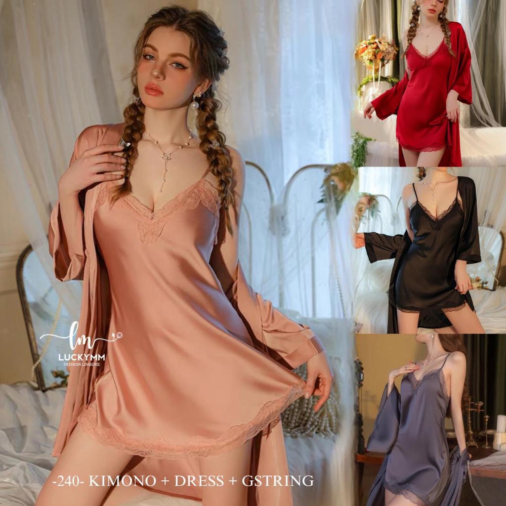LINGERIE KIMONO SATIN SET BAJU TIDUR SEXY WANITA / SEXY LINGERIE KIMONO SATIN / SLEEPWEAR SATIN