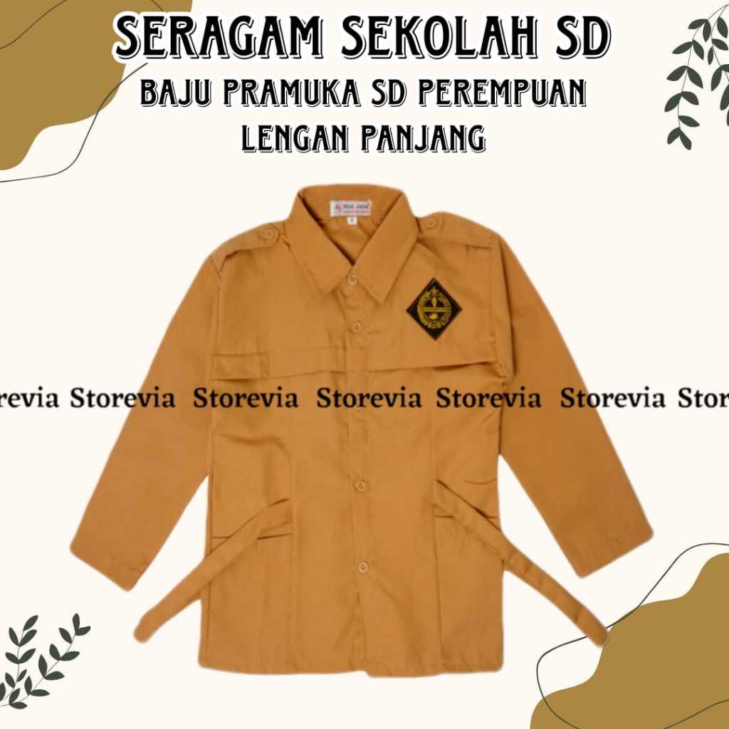 Baju Sekolah SD Pramuka Perempuan Lengan Panjang Seragam Sekolah SD Baju SD Pramuka Cewek
