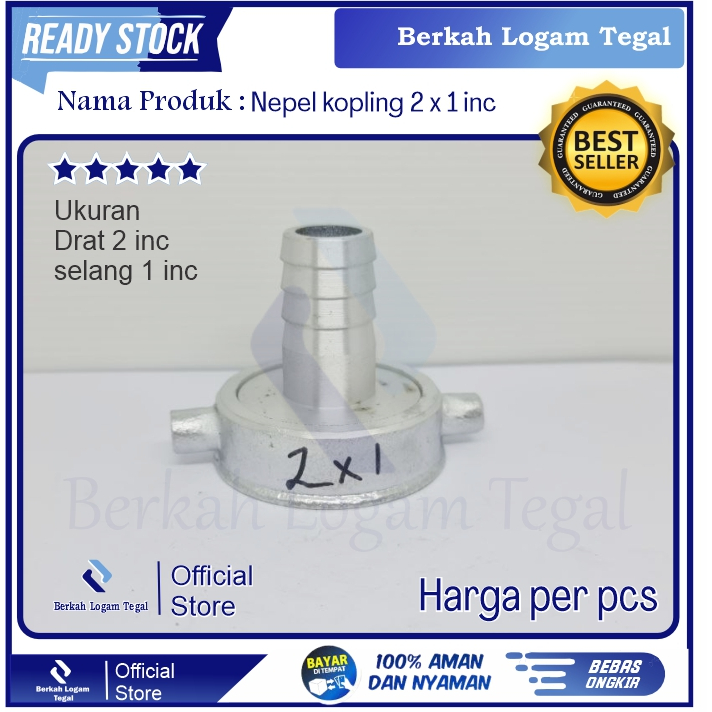 Nepel Kopling alkon/diesel Sok Drat Mesin Water Pump Pompa Air 2x1 inc