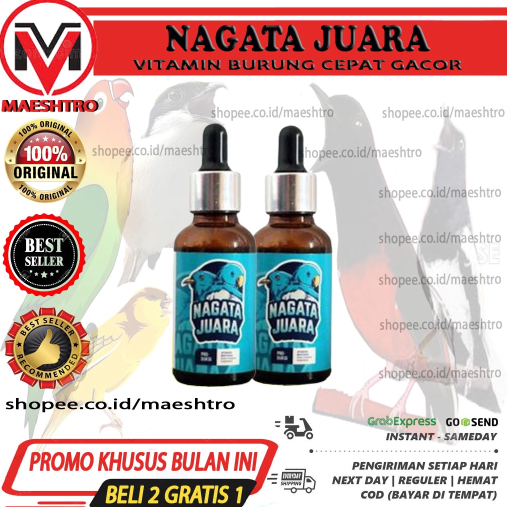 Original NAGATA JUARA | Vitamin Penggacor Burung Kicau Tingkatkan Stamina Burung Lovebird, Balibu, M