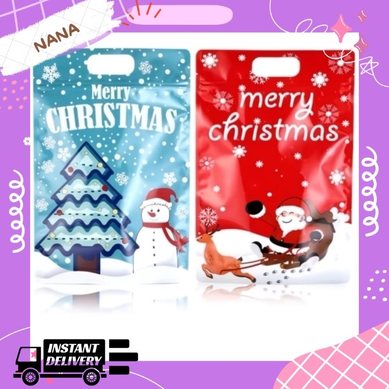 

ZIPPER BAG CHRISTMAS SIZE BESAR 20X30 PLASTIK KLIP NATAL MEWAH ZP-N12