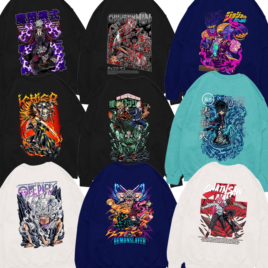 ➝↑❁⁂ Sweater Crewneck Asta Devil Black Clover Sweater Chainsaw Man Makima Crewneck Dabi My Hero Acad
