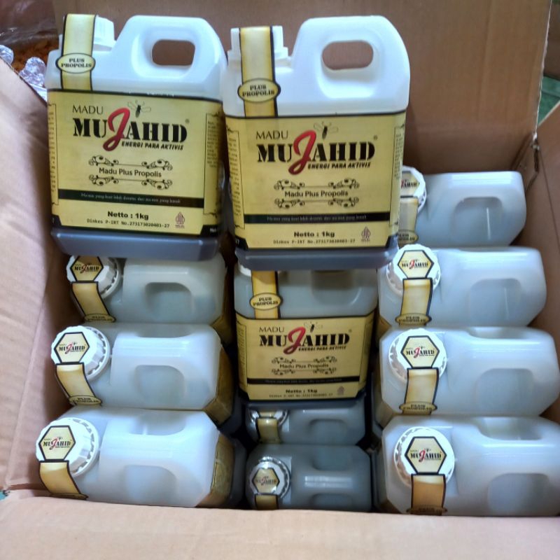 

(Bisa GOSEND) Madu Mujahid Plus Propolis 1kg Free Kotak Kardus