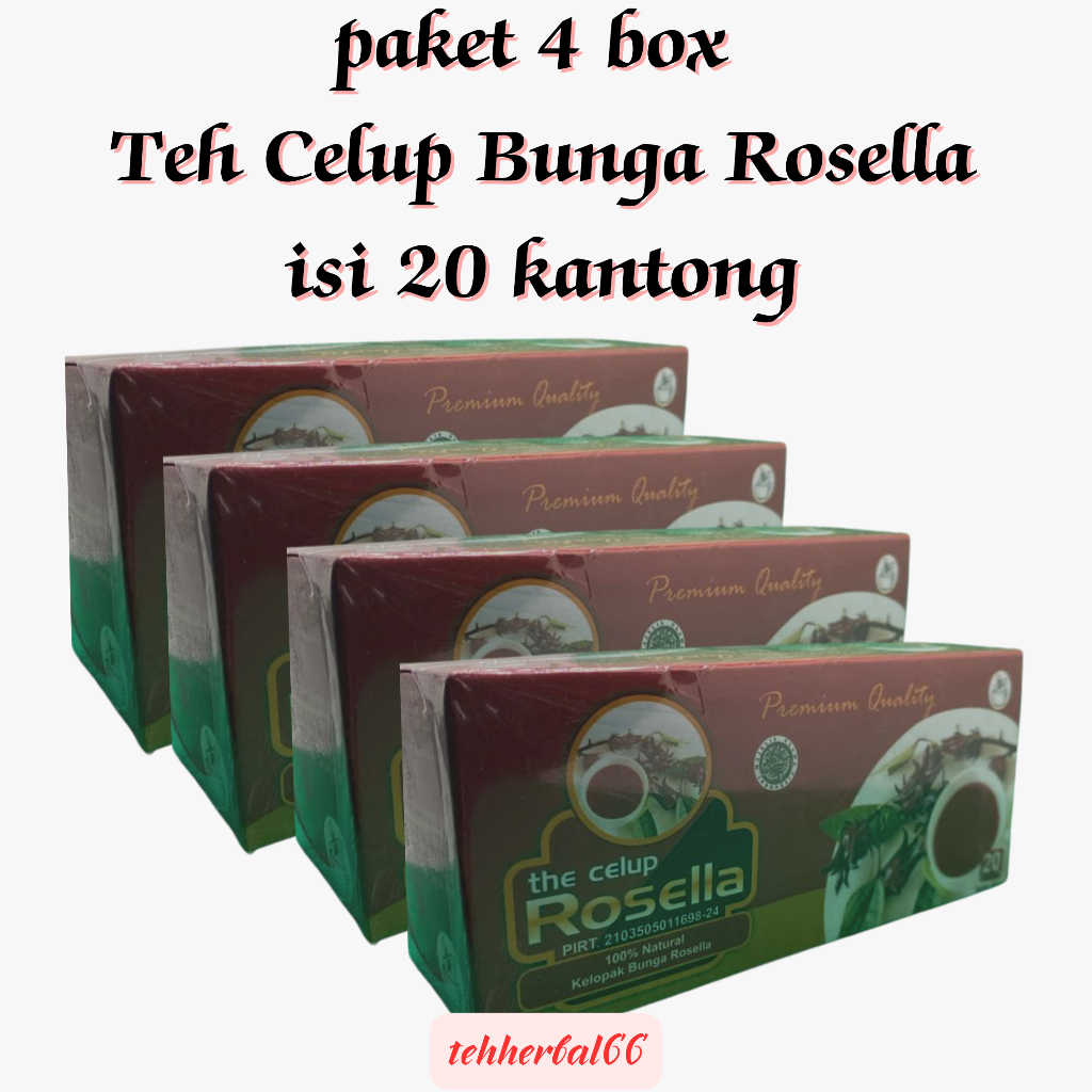 

Paket Murah 4 box Teh Celup Bunga Rosella isi 20 kantong