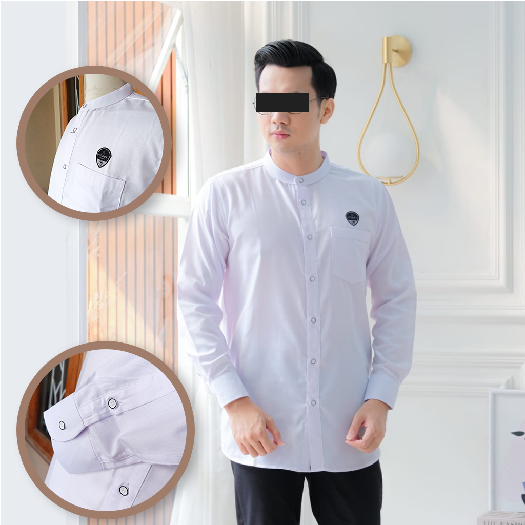 Baju Koko Pria Dewasa Putih Lengan Panjang Ilnaaf Bahan Viscosa