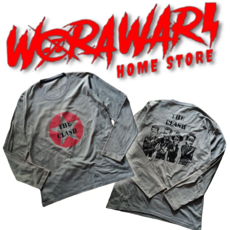 THE CLASH PUNK - kaos band punk the clash lengan panjang Abu Abu - Kaos logo the clash cartoon