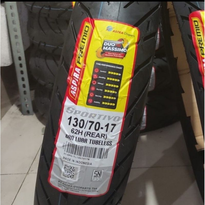 Ban Luar 130/70 17 Belakang ORI Aspira Premio Sportivo Tubeless CBR 150 Xabre R15 Vixion New Ninja 150RR