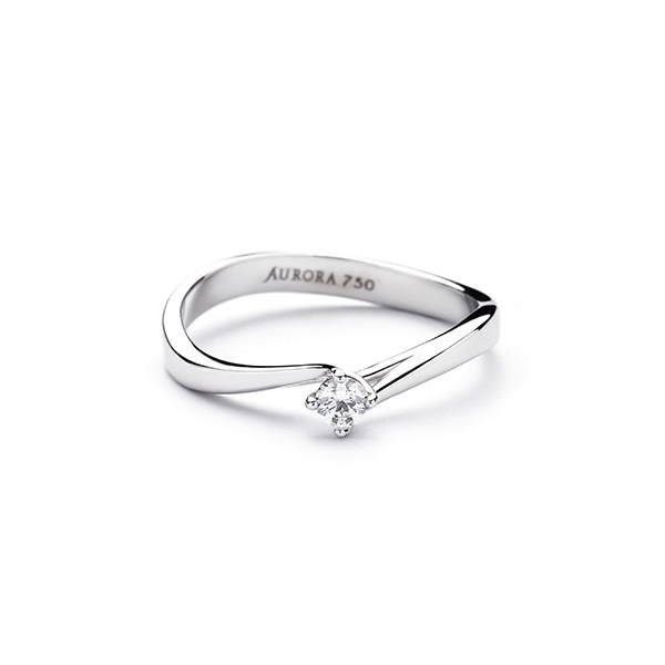 Cincin Soliter Emas Putih Asli 750 aurora Lotus fashion