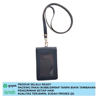 

Lanyard Flashee ID Card Holder Navy Name Tag Kulit Dua Sisi Bolak Balik Mika Kancing Termurah Berkualitas