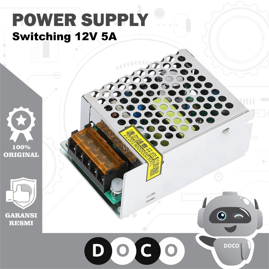 Power Supply 5A 12V Adaptor Switching Suplai CCTV Lampu Trafo LED Strip 12 Volt 5 Ampere