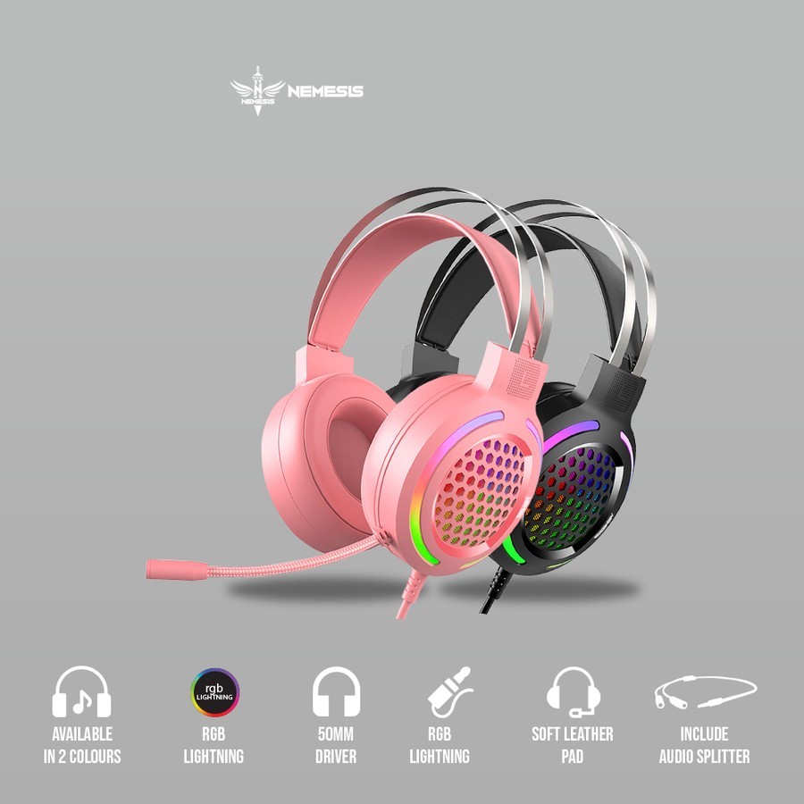 HEADSET HEADPHONE GAMING RGB NYK HS-N10 HS N10 KNIGHT USB + AUDIO JACK