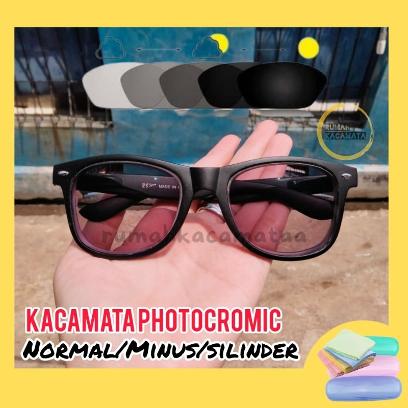 Kacamata Minus Photocromic -0.25 sd -8.00 | Gratis Lensa Minus | Kacamata Blueray Pria dan Wanita