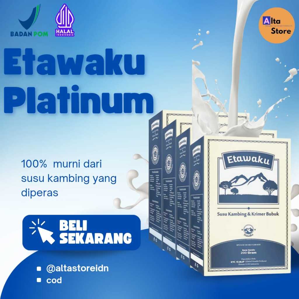 

Etawaku Platinum Susu Kambing Etawa Untuk Atasi Sesak Nafas, Kesehatan Tulang dan Sendi, 200gr, Halal dan BPOM-Jambi