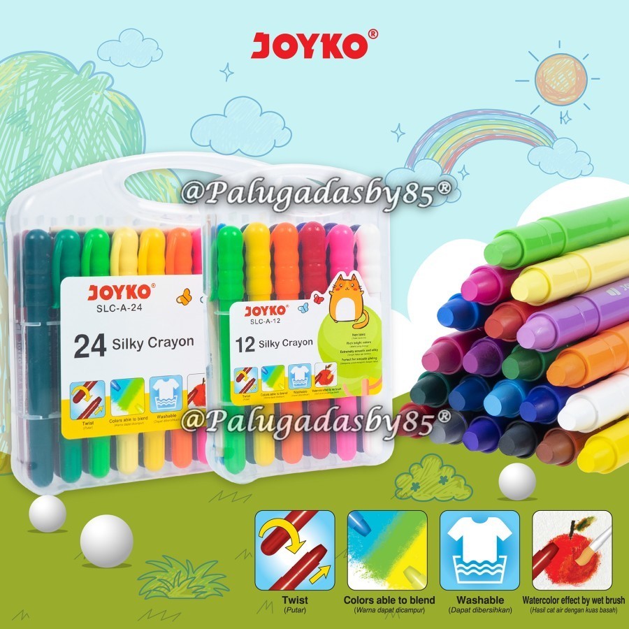 

(1 Set) Silky Crayon Joyko SLC-A-24 SLC-A-12 / Silky Crayon Krayon Halus Joyko SLC-A Warna Colors