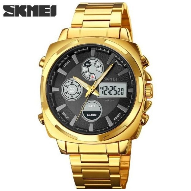 SKMEI JAM TANGAN PRIA DOUBLE TIME ANALOG DIGITAL JAM TANGAN FOSFOR
