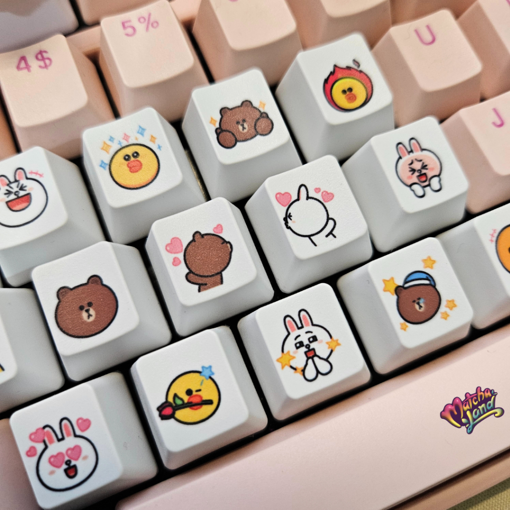 Line Friends Keycaps Mechanical Keyboard, Artisan custom keycaps keyboard mekanik Brown Cony | Match