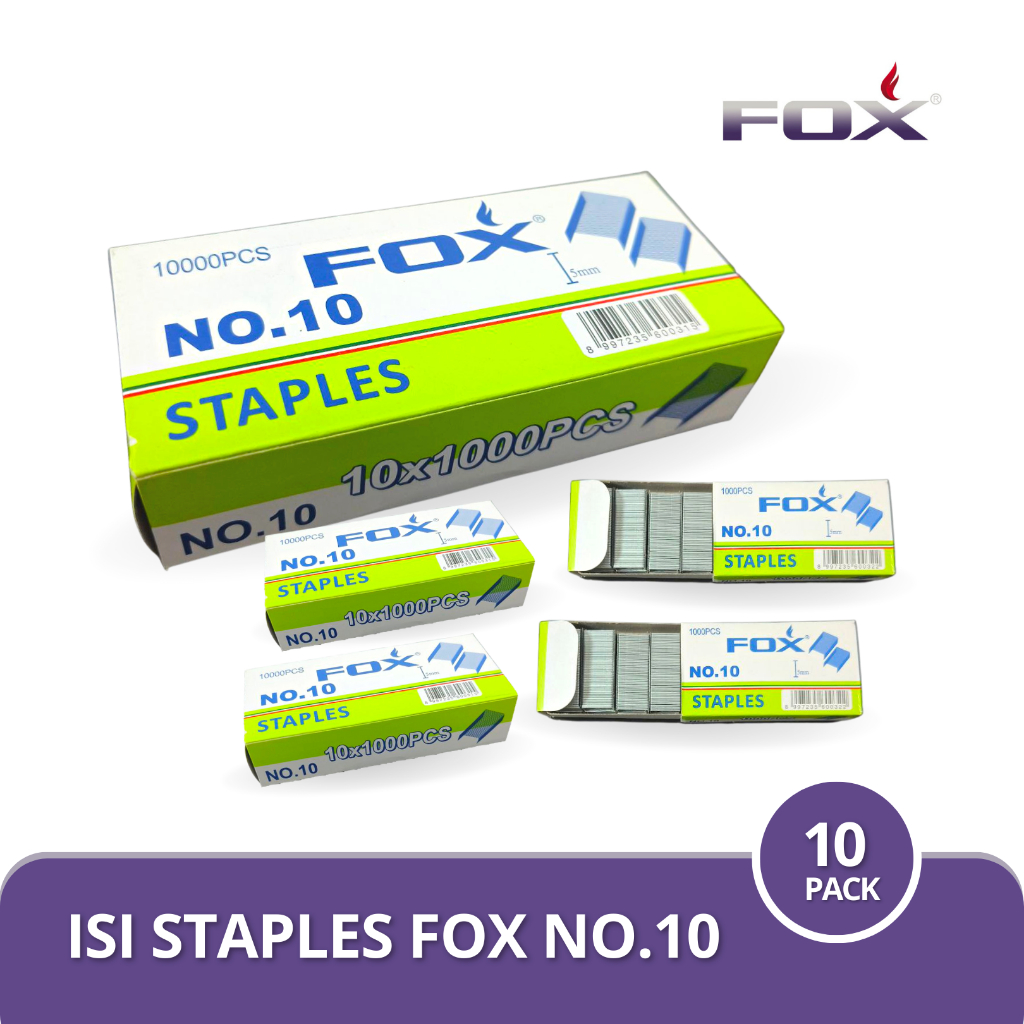 

FOX Isi Staples 10 Pack/Isi Staples Termurah/Stapler FOX No.10