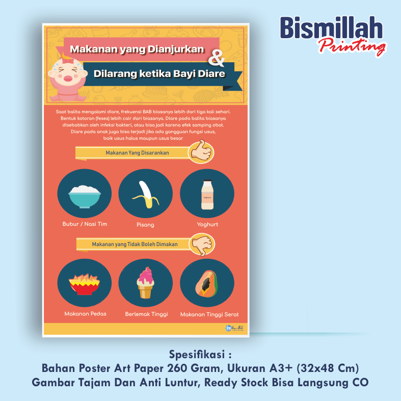 

Poster Kebidanan Makanan Yang Dianjurkan & Dilarang Ketika Bayi Diare