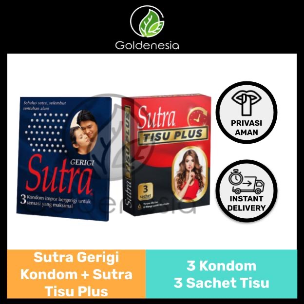 [Paket Bundling Sutra Gerigi] Sutra Kondom Gerigi Isi 3 + Sutra Tisu Magic Isi 3 Sachets