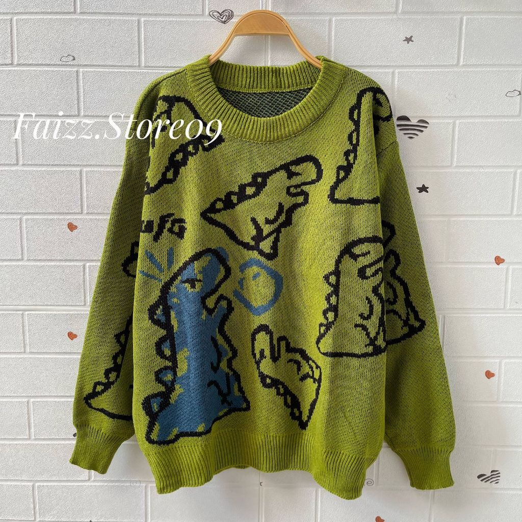 DINO SWEATER RAJUT OVERSIZE KOREA UPDATE WARNA TERBARU
