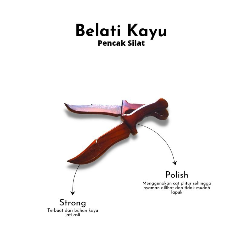 Belati kayu pencak silat/Belati latihan/Belati siswa PSHT/Belati Kayu