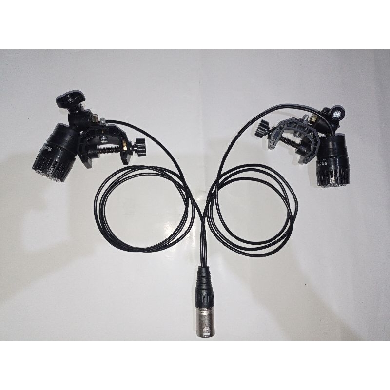 Mic Jepit Rebana 2 mic 1 channel jack XLR ( Sepasang) siap pakai