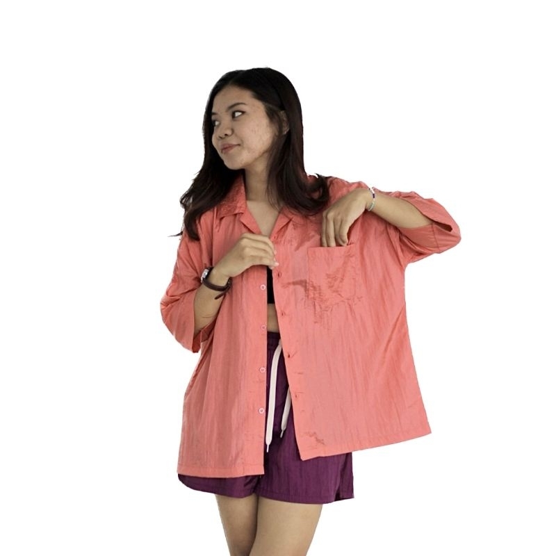 Lony Shirt Peach | Nylon Shirt | Kemeja Nilon