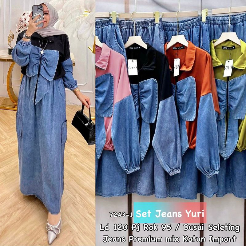Set jeans YURI///One set ZARA//Setelan rok zara//Setelan rok jeans//Set rok//Setelan rok jeans//Baju