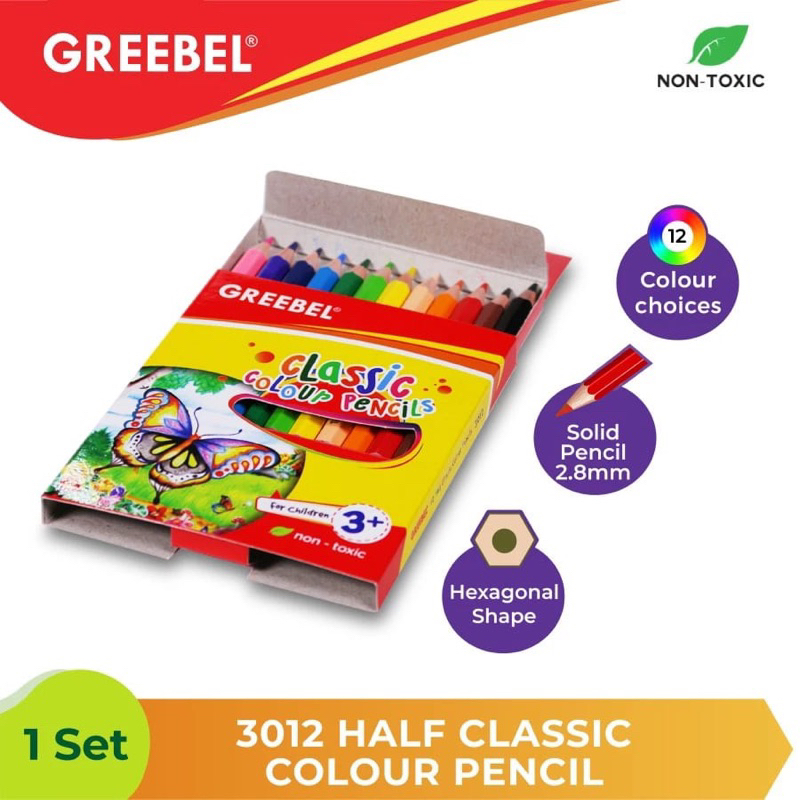 

Pensil 12 Warna Pendek Classic Greebel 3012 - Pensil Warna - Colour Pencil