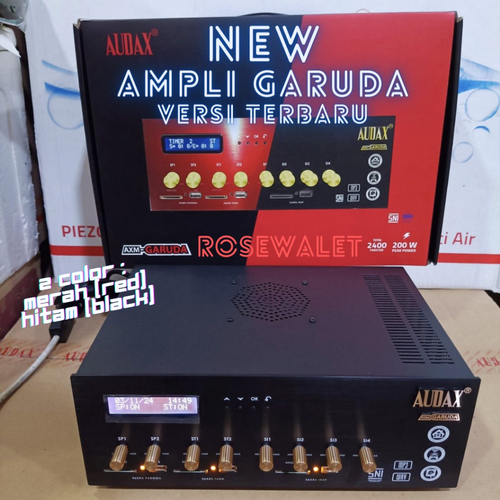 AMPLI AUDAX AXM GARUDA HITAM VERSI TERBARU 3 PLAYER 8 CHANNEL ORIGINAL