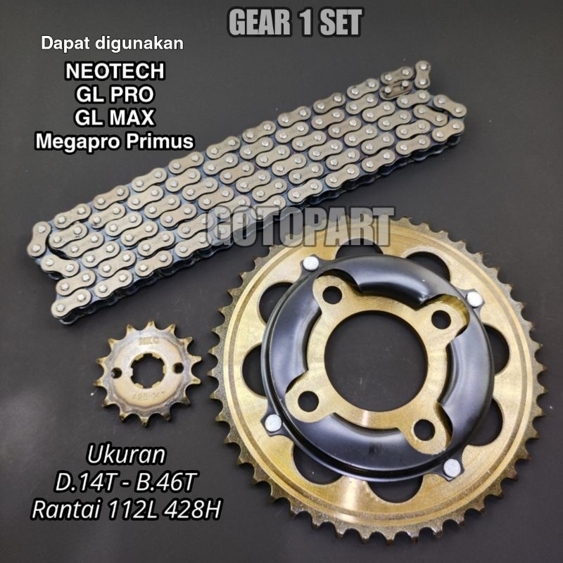 Gear set Neotech Megapro Primus GL PRO GL MAX Gigi tarik rantai roda gearset girset model sss neotek