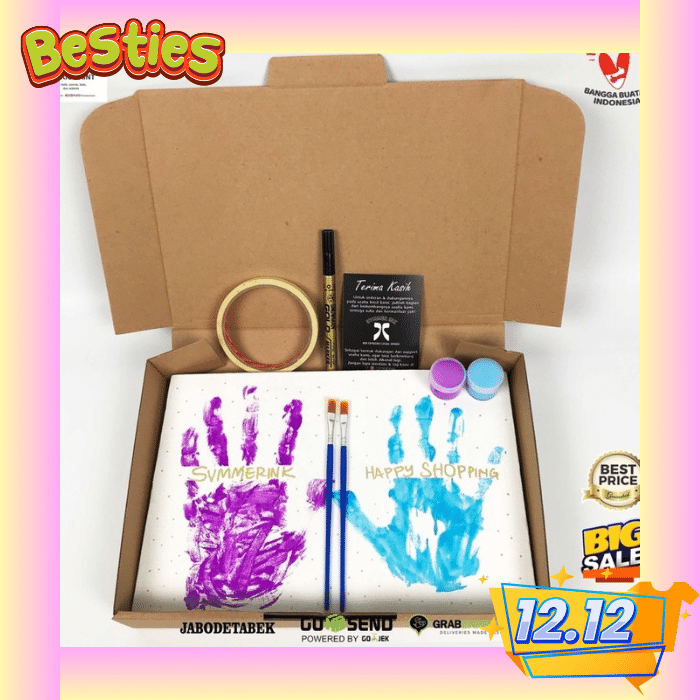 

Hand Printing Painting Kit / Canvas Lukis Tangan Couple Goals Kit Set Cat Akrilik Termurah