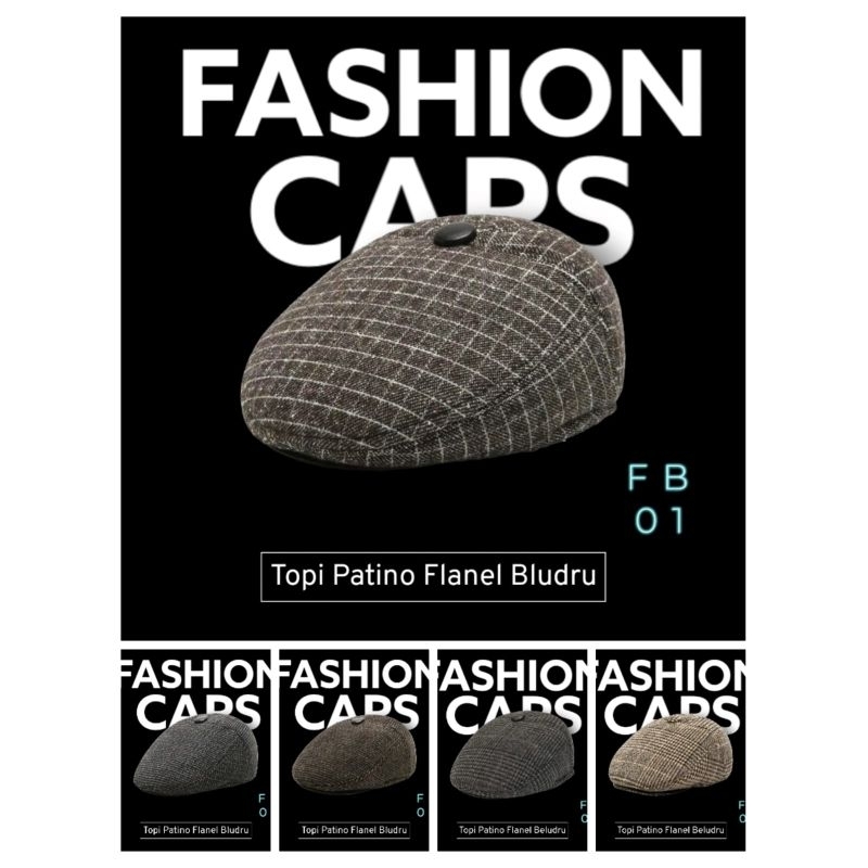 Topi Patino Motif Flanel Kotak Beludru/ Topi Sutradara/ Topi Pelukis