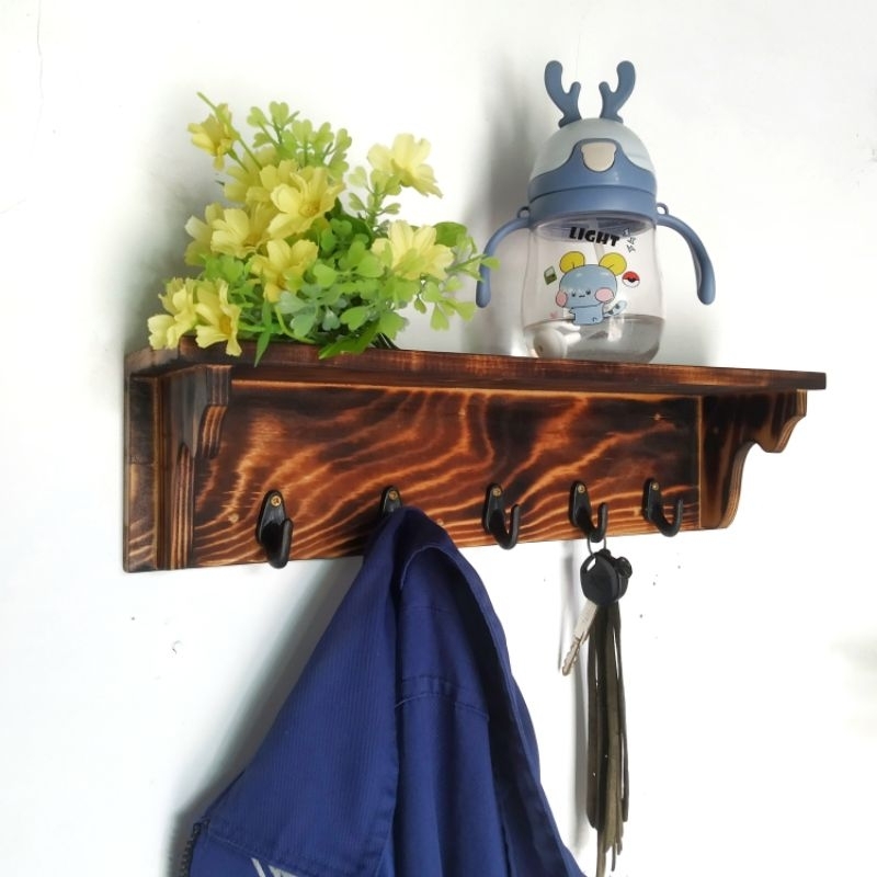 kapstok kayu | Gantungan baju dinding kayu jati belanda | gantungan baju tempel | gantungan baju kam