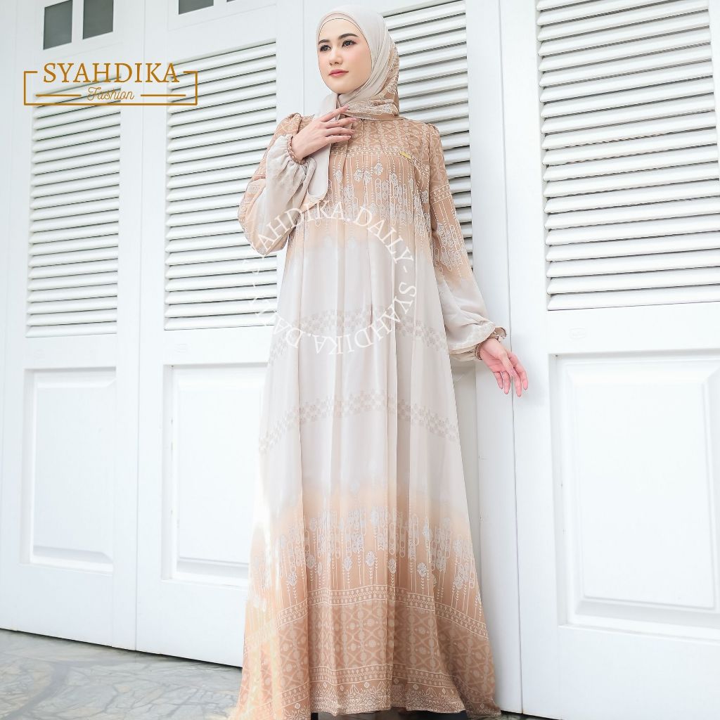Gamis Jumbo Terbaru Ceruty Babydoll Full Furing Resleting Depan | Dress Set Hijab Jumbo Size LD 130 