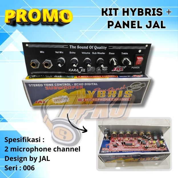 KIT STEREO TONE CONTROL HYBRIS + PANEL Stereo tone tone control + sub + echo JAL