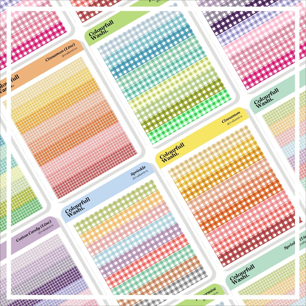 

COLOURFULL WASHI WITH LINE KISS CUT STIKER / STICKER by ROSIKARNION
